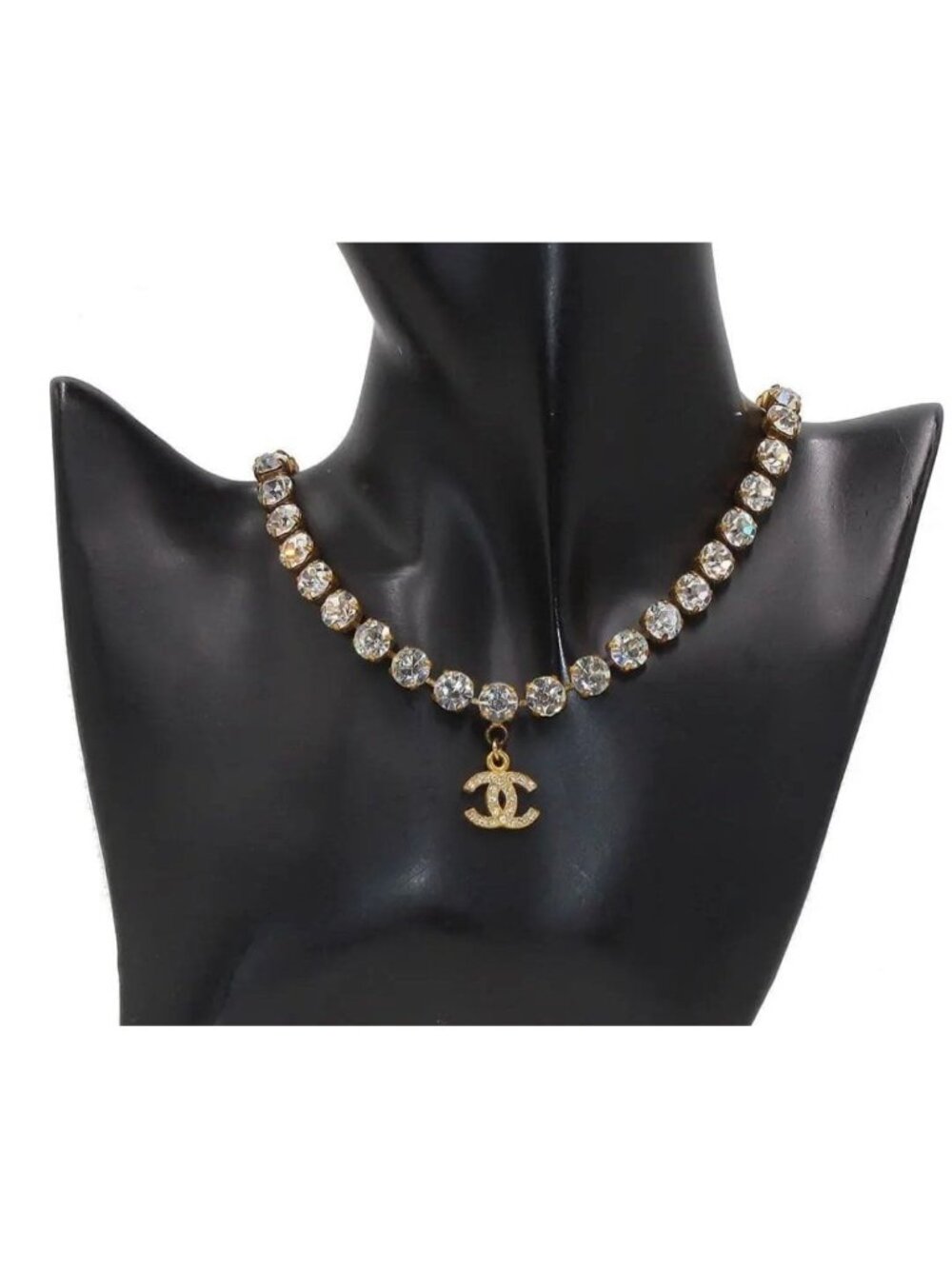 Chanel CC Logo Rhinestone Necklace